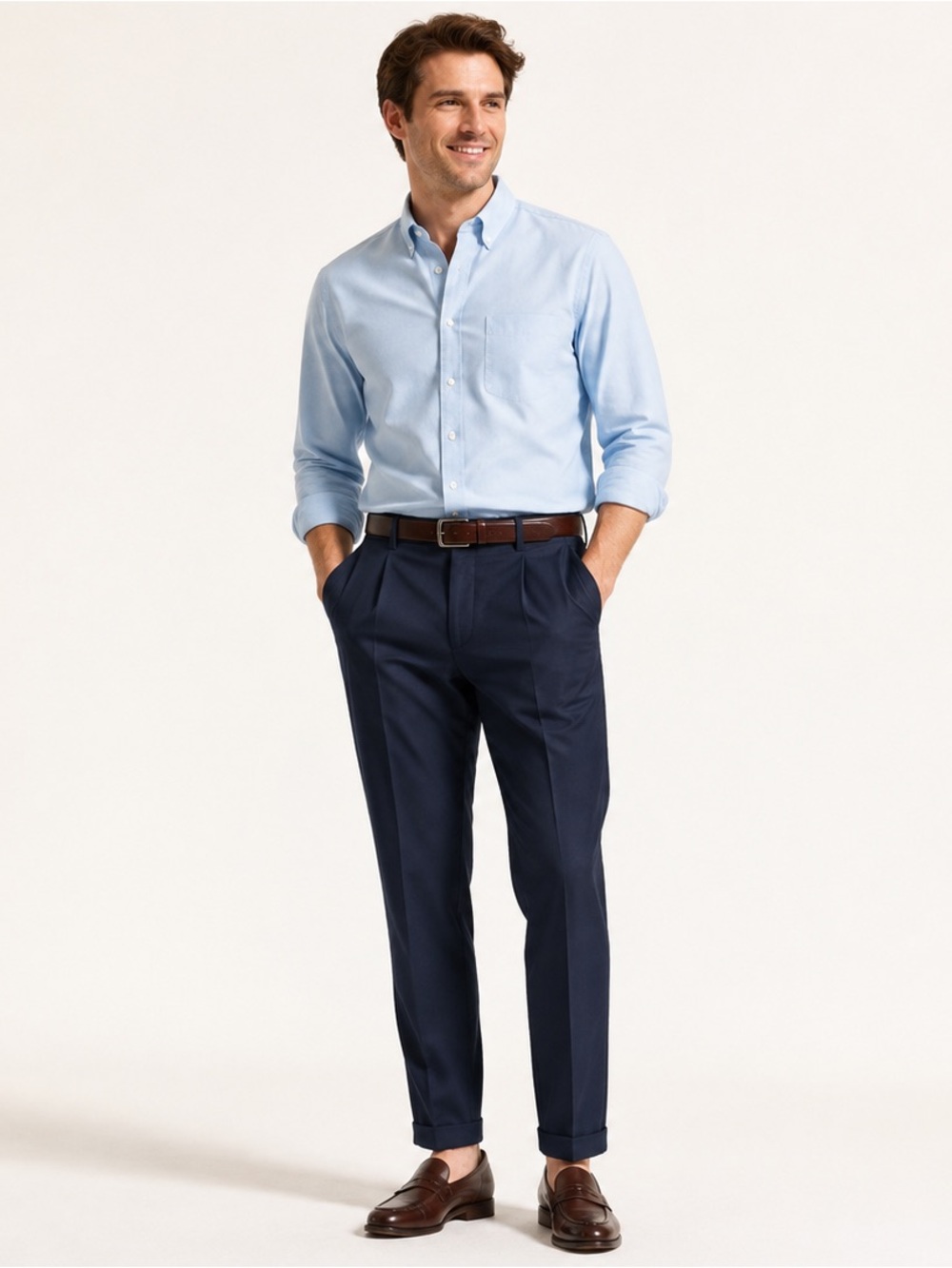 Selected Homme Slim Tapered Jim Flex Cuffed Navy Blue, Size 36R Business Casual